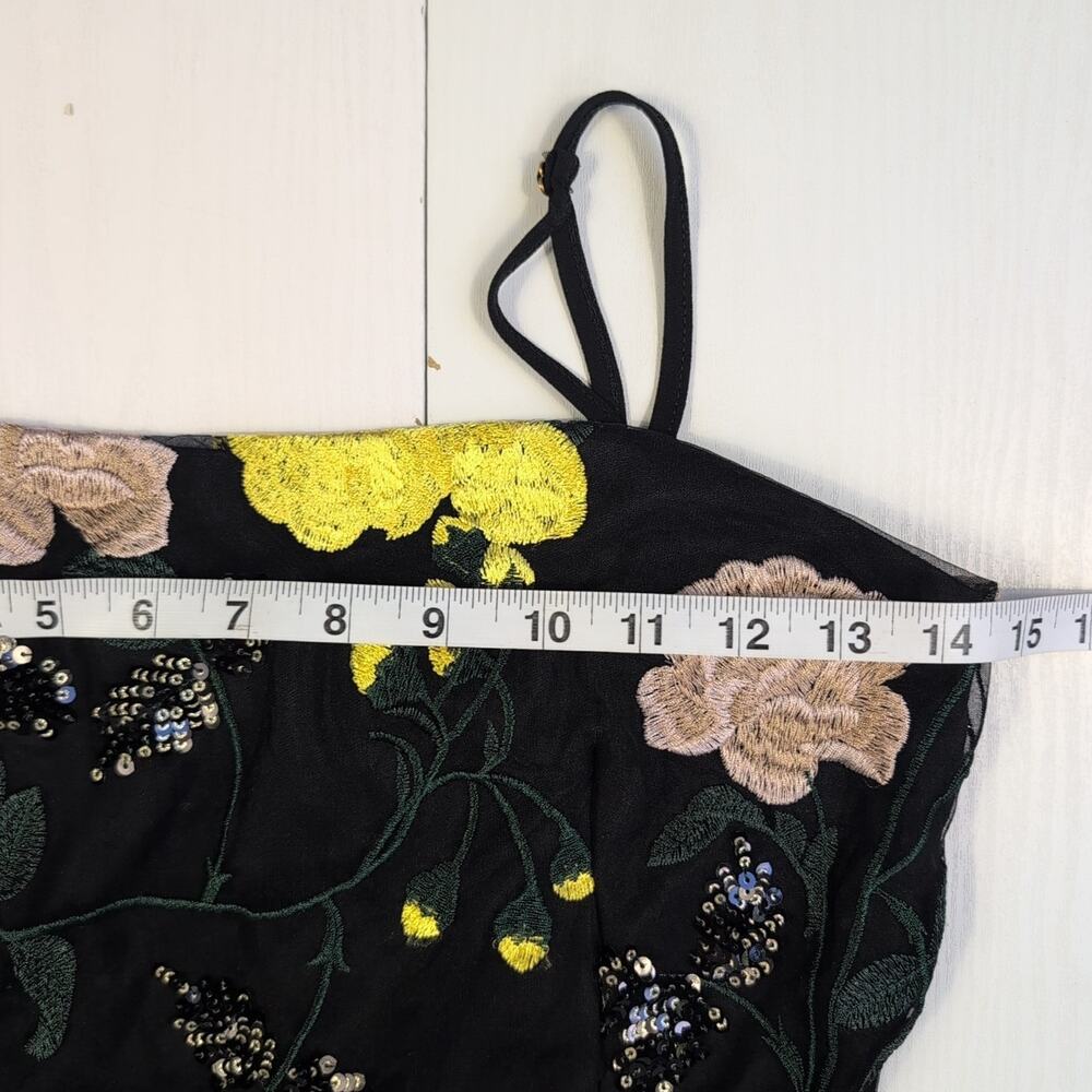 Lulu's Rue Black Floral Embroidered Sequin Bodycon Mini Dress Size XS - Picture 11 of 14